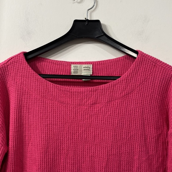 Anthropology Saturday Sunday Long Sleeve Top Oversized in Raspberry/ Pink XS - Picture 3 of 10